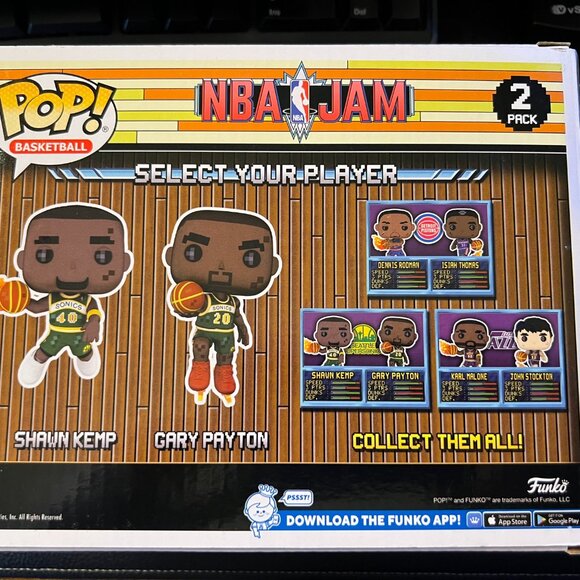 Shawn Kemp & Gary Payton (Seattle Supersonics) 8-Bit NBA Jam Funko Pop! NIB - Picture 3 of 3
